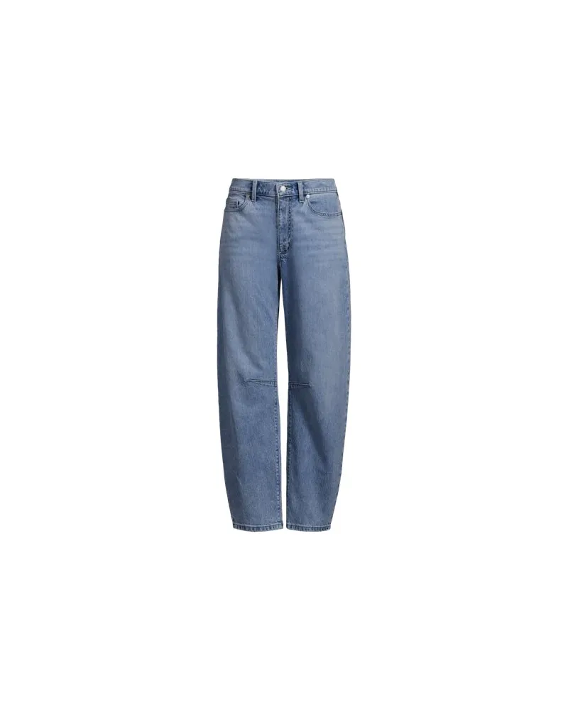 Lands' End Soft Denim Relaxte Barrel-Jeans Mid Waist, Damen, Größe regular, Blau, by Blau