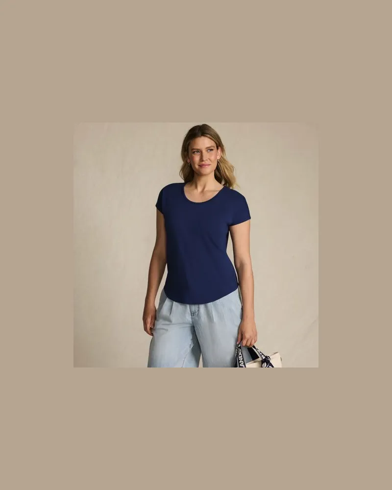 Lands' End Shirt aus Baumwolle/Modal-Mix mit Ballettausschnitt, Damen, Größe:40-42 regular, Blau, Baumwolle/Baumwoll-Mischung/Baumwolle Modal, by Blau