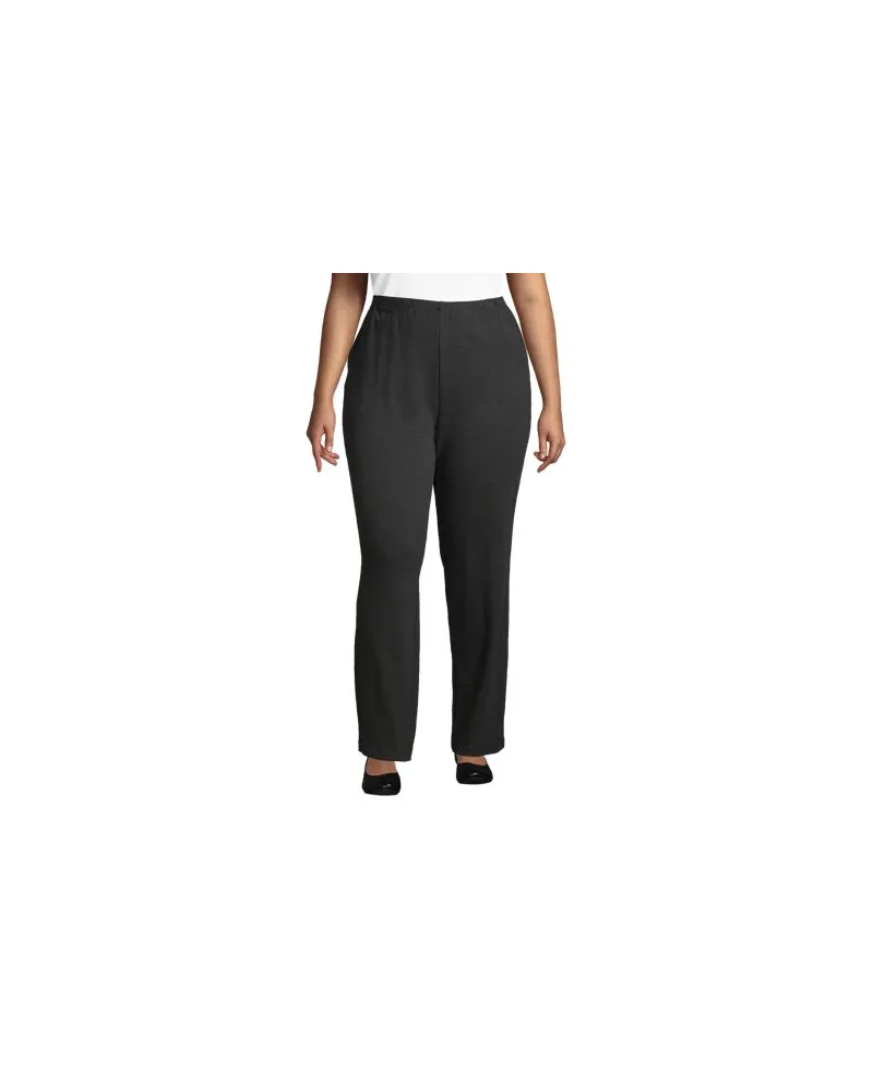 Lands' End Straight Fit Freizeithose SPORT KNIT, Damen, Größe plus, Schwarz, Baumwolle, by Schwarz
