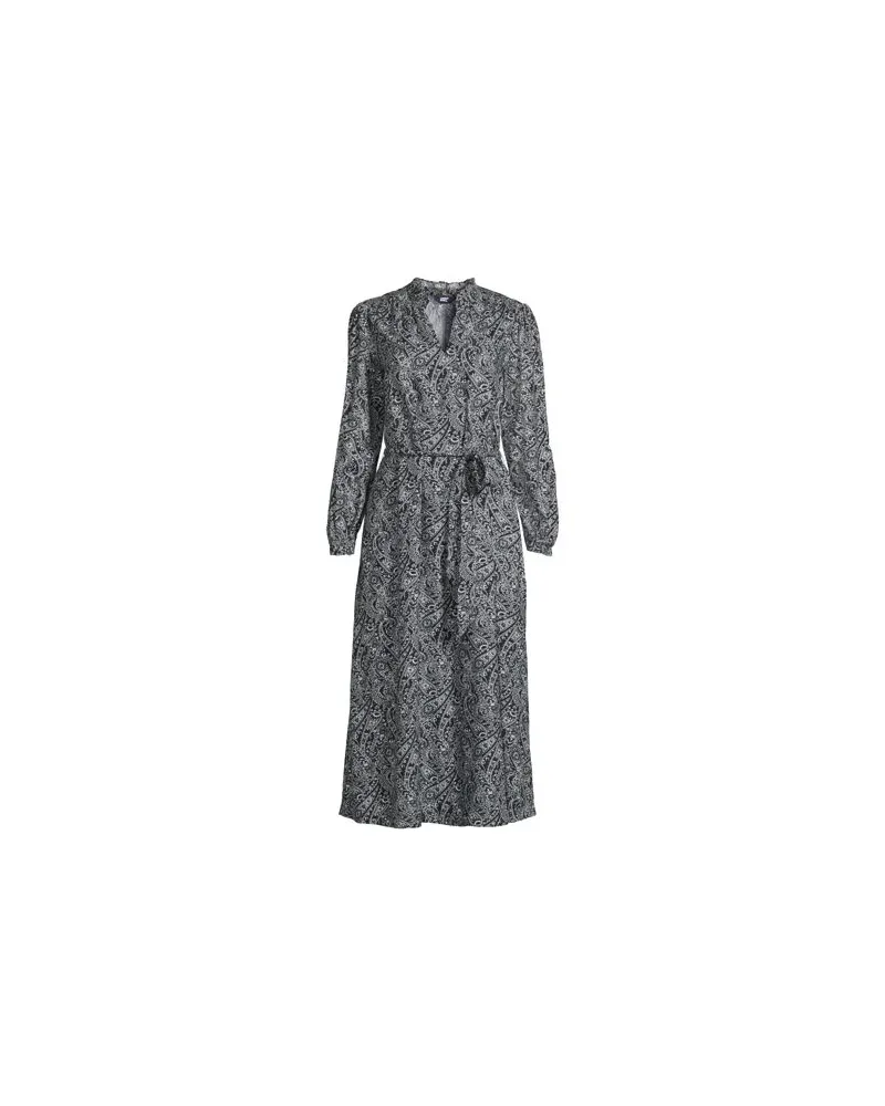 Lands' End Kleid mit V-Ausschnitt in Midi-Länge, Damen, Größe regular, Grau, Kunstseide/Viskose, by Grau