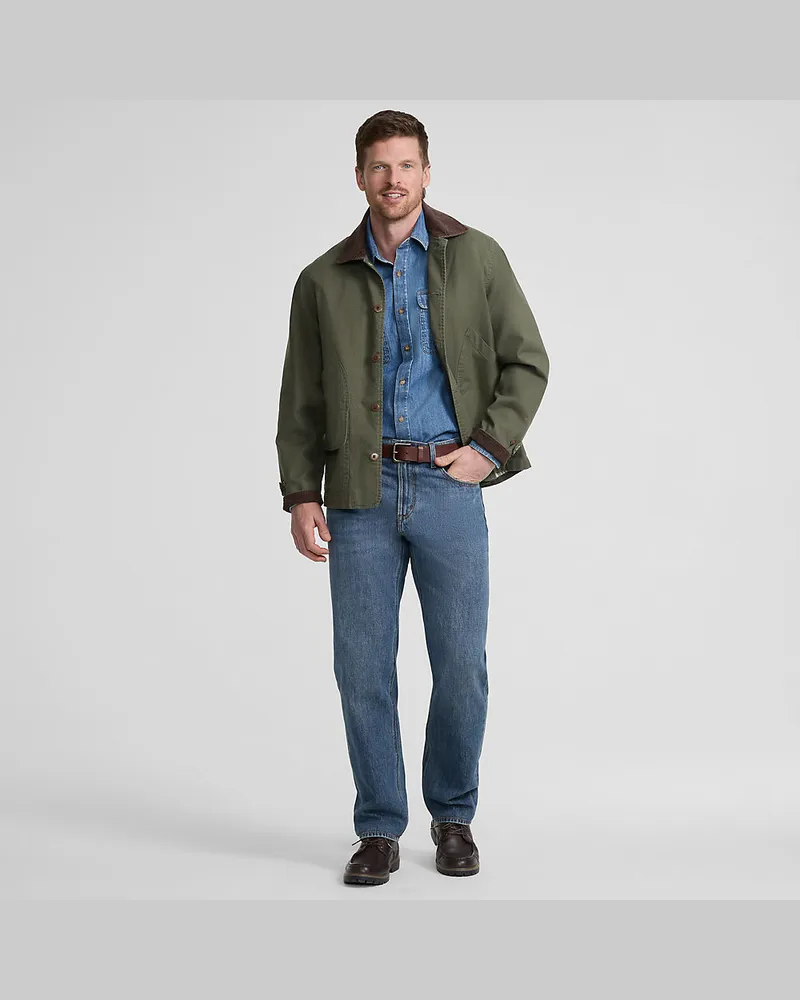 Lands' End Barn-Jacke aus Canvas, Herren, Größe regular, Grün, Elasthan/Baumwoll-Mischung, by Grün