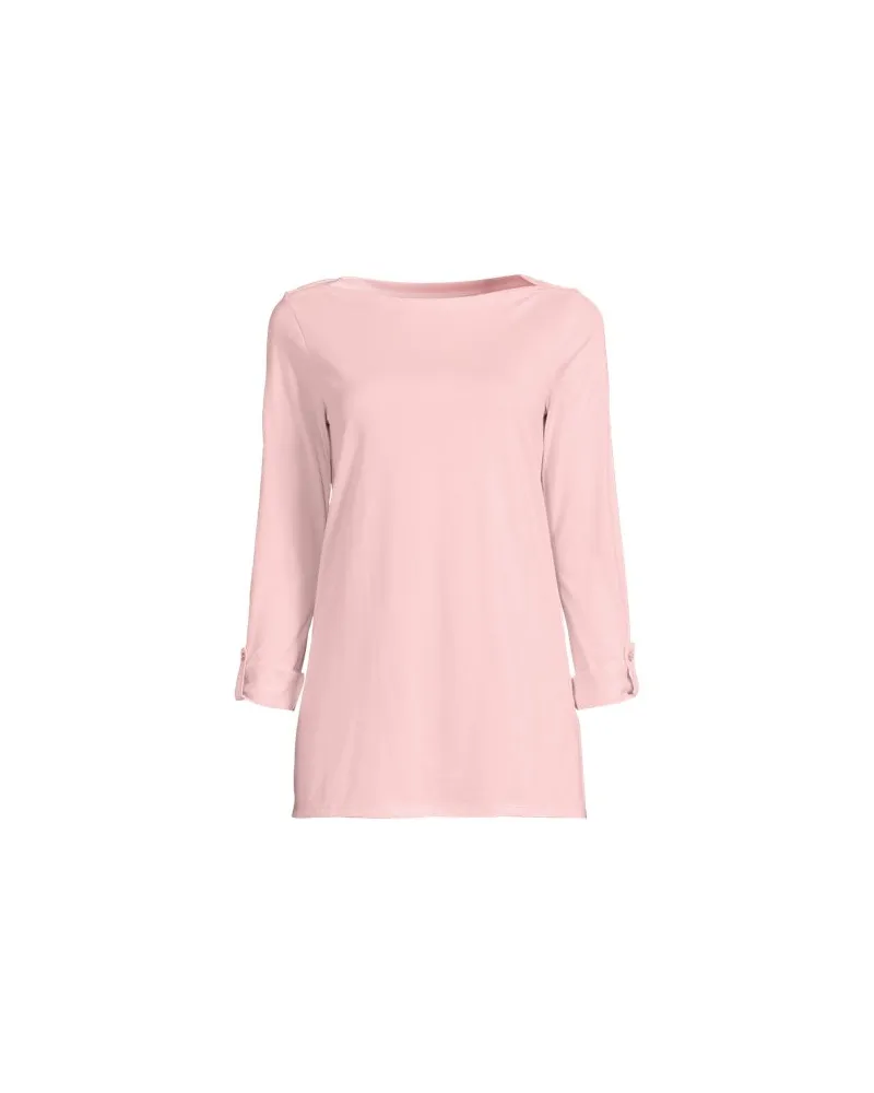 Lands' End Langes Supima-Shirt mit U-Boot-Ausschnitt, Damen, Größe plus, Pink, by Pink