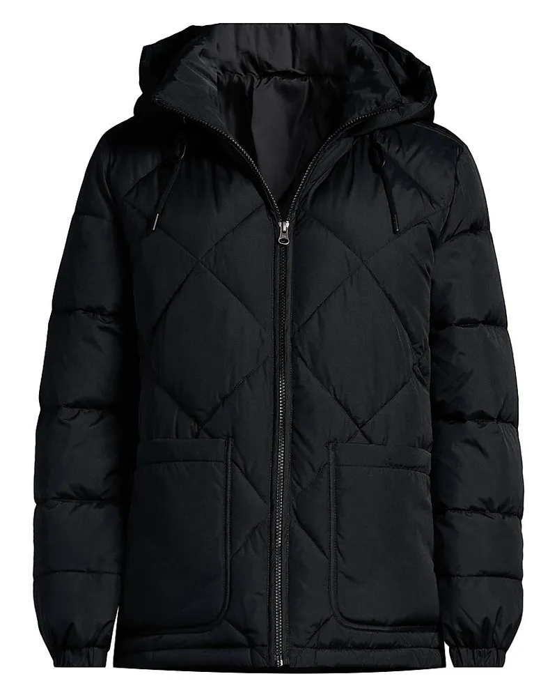Lands' End Isolierte FeatherFree™ Kapuzen-Steppjacke, Damen, Größe regular, Schwarz, Polyester, by Schwarz