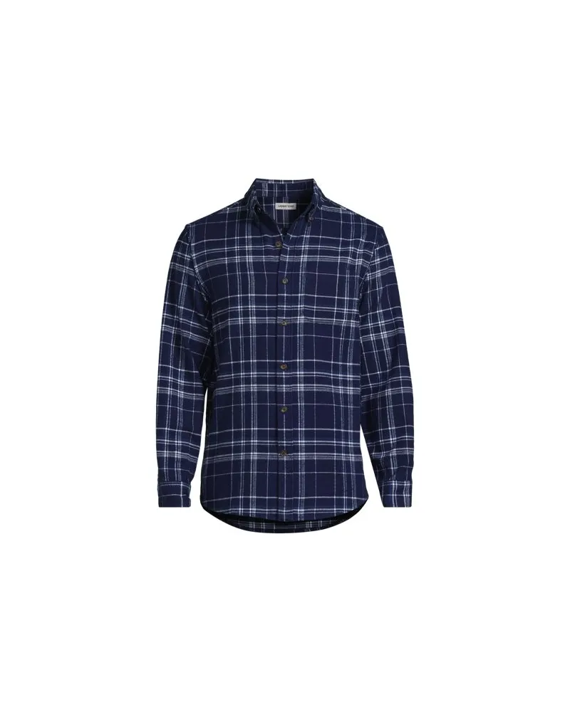 Lands' End Flanellhemd Flagship, Classic Fit, Herren, Größe:52-54 tall, Blau, Baumwolle/Baumwoll-Mischung/Polyester-Mischung, by Blau