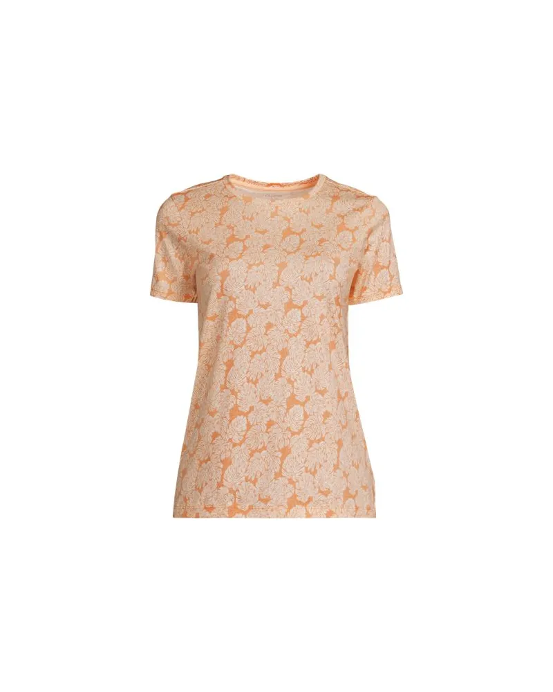 Lands' End Supima Kurzarm-Shirt mit rundem Ausschnitt, Damen, Größe plus, Orange, Baumwolle, by Orange