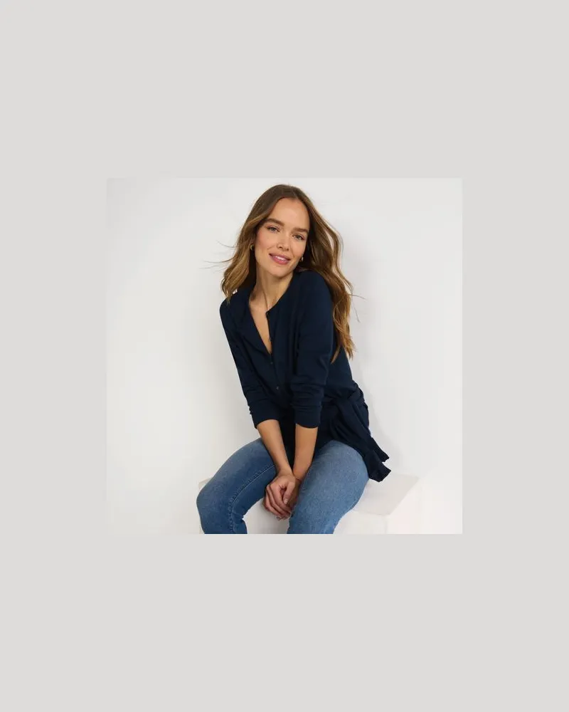 Lands' End Supima Feinstrick-Cardigan, Damen, Größe:32-34 regular, Blau, Baumwoll-Mischung, by Blau