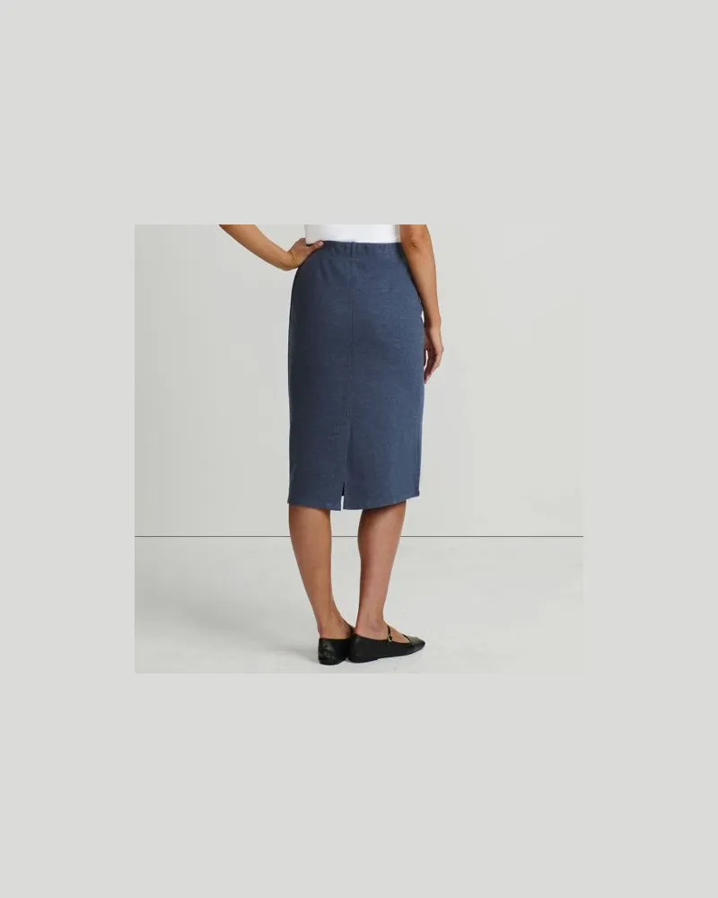Lands' End Softer Jersey-Midirock, Damen, Größe:32-34 petite, Blau, Baumwolle/Polyester/Baumwoll-Mischung, by Blau