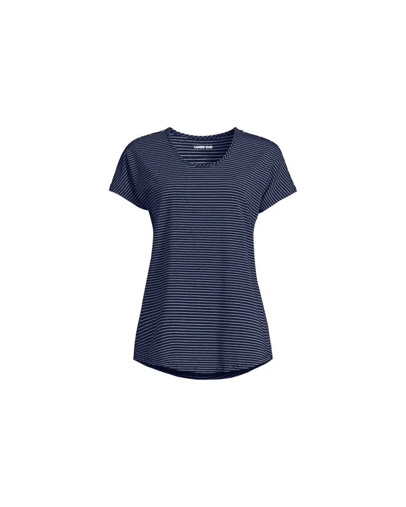 Lands' End Shirt aus Baumwolle/Modal-Mix mit Ballett-Ausschnitt, Damen, Größe plus, Blau, Baumwolle Modal, by Blau