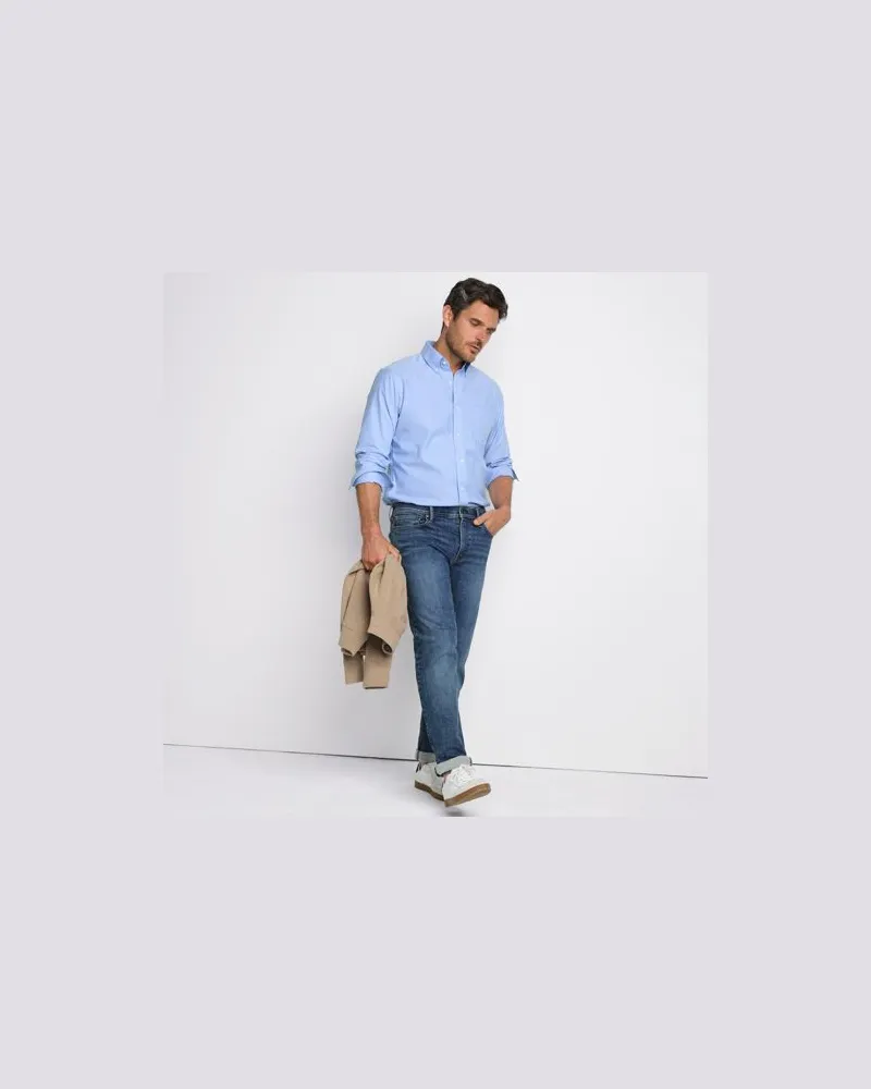 Lands' End Stretch-Denim Jeans, Slim Fit, Herren, Größe regular, Blau, Baumwoll-Mischung, by Blau