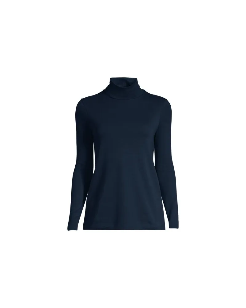 Lands' End Rollkragenshirt aus Supima, Damen, Größe plus, Blau, Baumwolle, by Blau