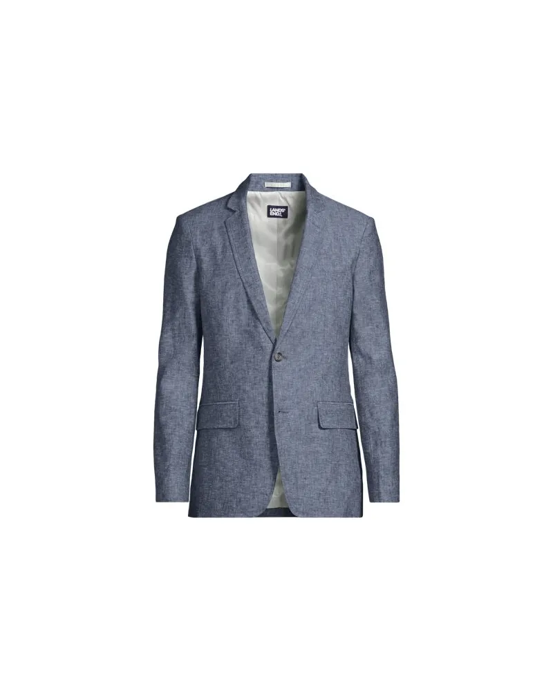 Lands' End Sakko aus Leinenmix, Herren, Größe regular, Blau, Leinen/Viskose/Baumwoll-Mischung, by Blau