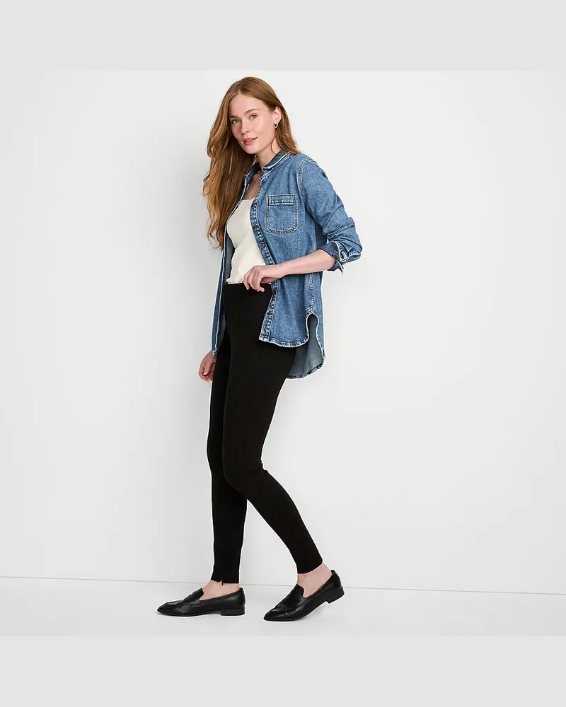 Lands' End Ponté-Leggings High Waist, Damen, Größe regular, Schwarz, Viskose-Mischung/Nylon-Mischung, by Schwarz