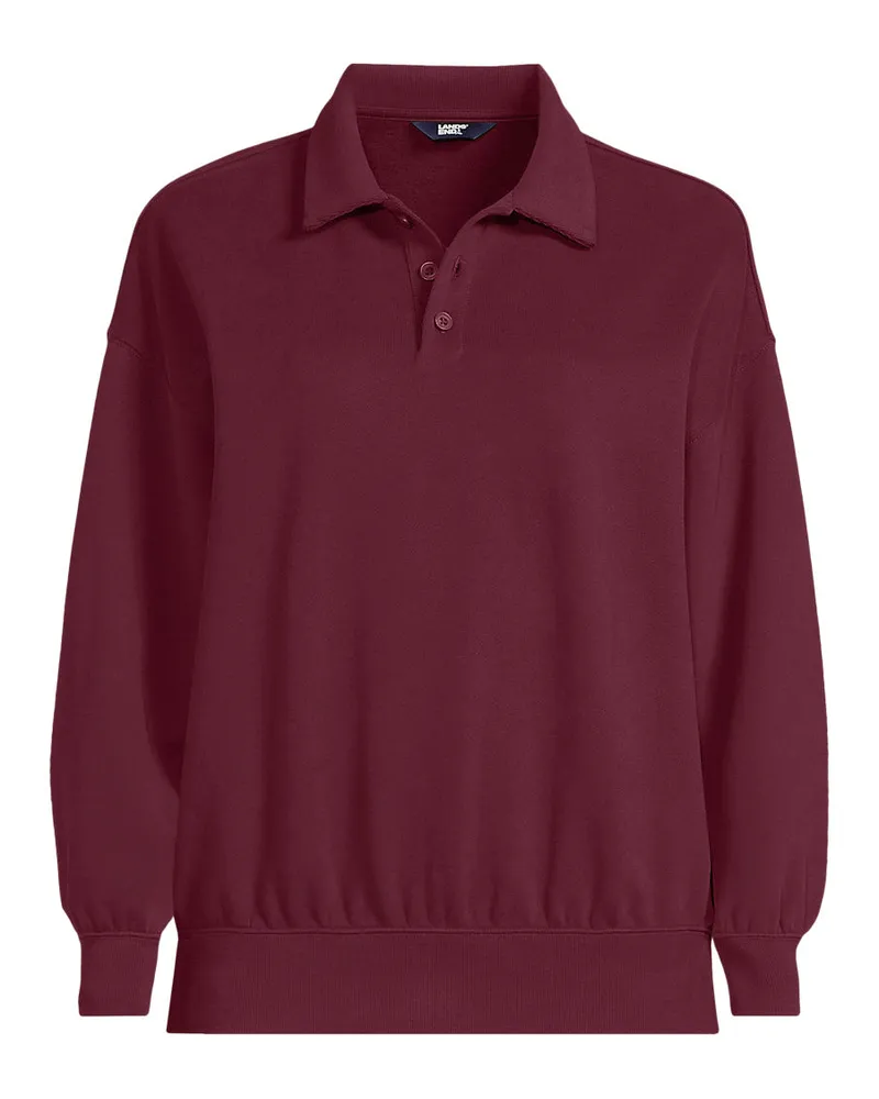 Lands' End Serious Sweats Polopullover, Damen, Größe plus, Rot, Baumwoll-Mischung/Polyester-Mischung, by Rot