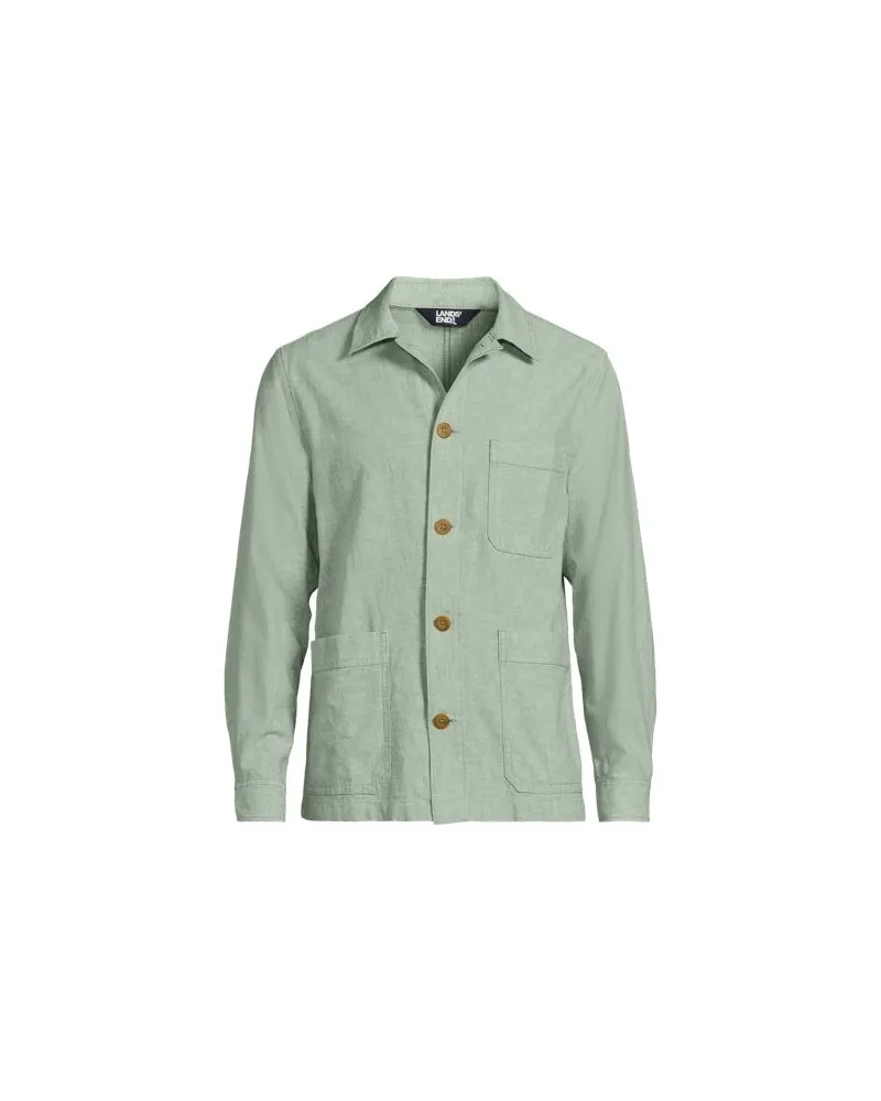 Lands' End Hemdjacke aus Leinenmix, Herren, Größe:52-54 regular, Grün, Baumwolle/Leinen, by Grün