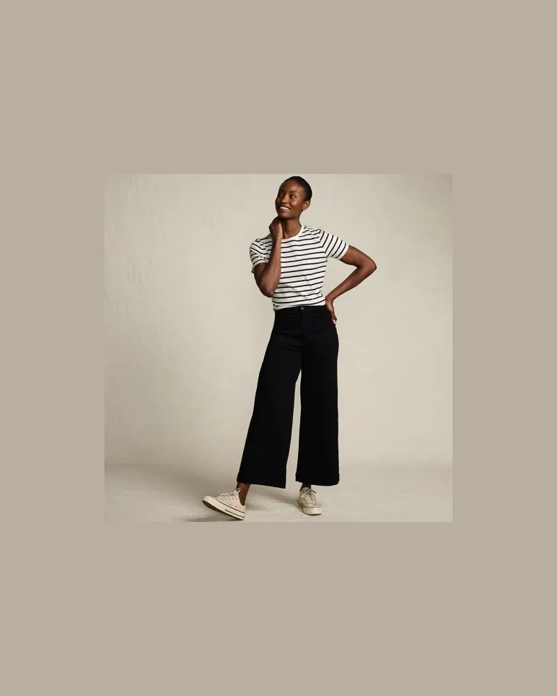 Lands' End Schwarze Culotte-Jeans High Waist, Damen, Größe regular, Schwarz, Elasthan/Baumwoll-Mischung/Polyester-Mischung, by Schwarz