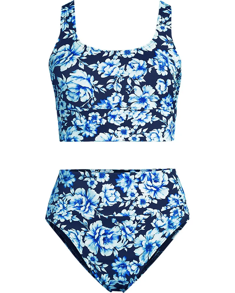 Lands' End Komfort-Midkini, Damen, Größe regular, Blau, Elasthan/Metall/Nylon-Mischung, by Blau