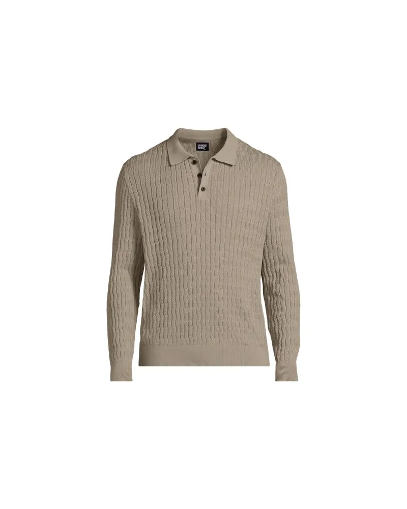 Lands' End Zopfstrick-Pullover mit Polokragen, Herren, Größe:56-58 regular, Sonstige, Baumwolle, by Sonstige