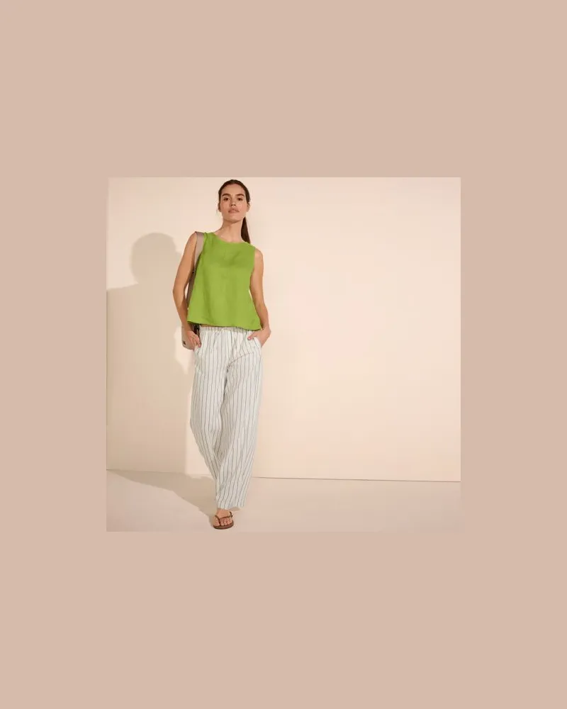Lands' End Weite Hose aus Leinenmix, Damen, Größe regular, Weiß, Leinen/Viskose, by Weiß