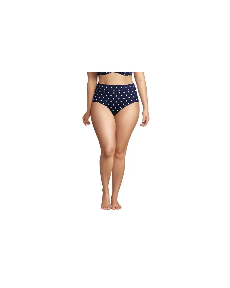 Lands' End High Waist Bikinihose CHLORRESISTENT mit Bauchweg-Futter Gemustert, Damen, Größe plus, Blau, Elasthan/Nylon-Mischung, by Blau