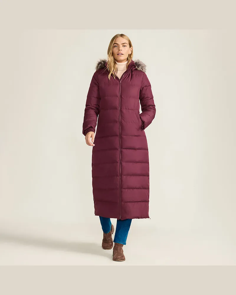 Lands' End Maxi-Daunenmantel mit Kapuze, Damen, Größe petite, Rot, Polyester, by Rot