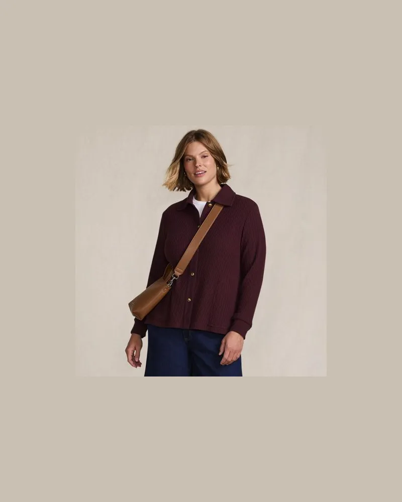 Lands' End Baumwollmix-Jacke im Waffelstrick, Damen, Größe regular, Rot, Baumwoll-Mischung/Polyester-Mischung, by Rot
