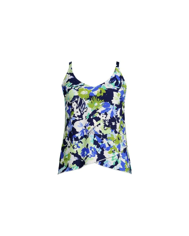Lands' End Tankinitop mit Tulpensaum chlorresistent, Damen, Größe plus, Blau, Nylon-Mischung, by Blau