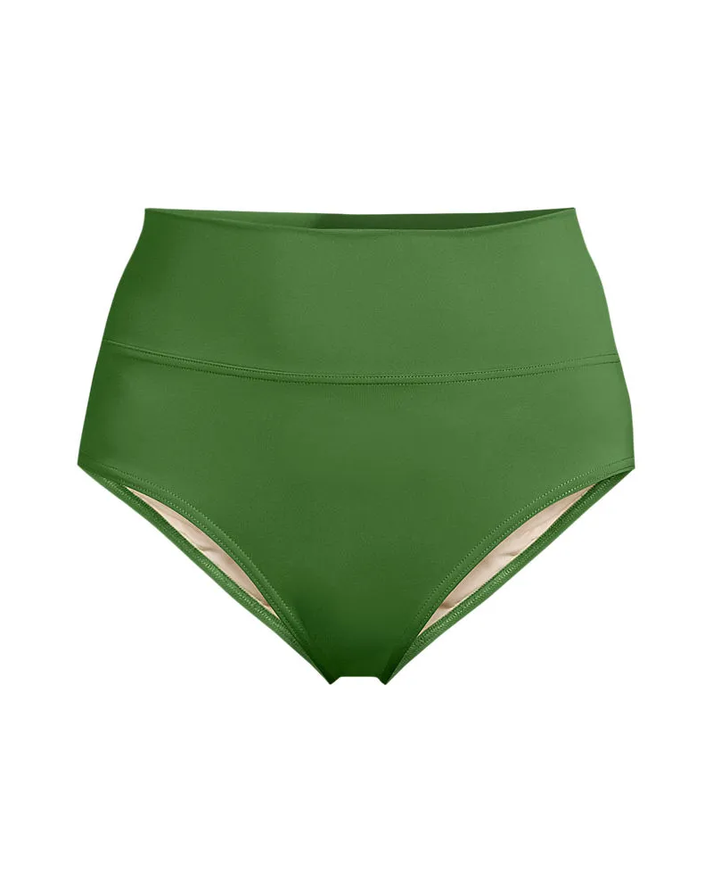Lands' End Bikinihose zum Umschlagen, High Waist,, Damen, Größe plus, Grün, Elasthan/Nylon-Mischung, by Grün