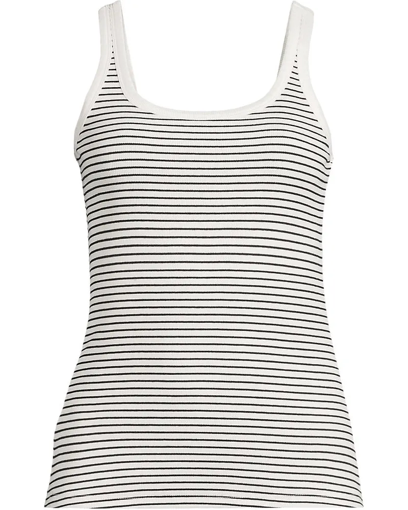 Lands' End Ripp-Tanktop, Damen, Größe regular, Weiß, Elasthan/Baumwoll-Mischung, by Weiß