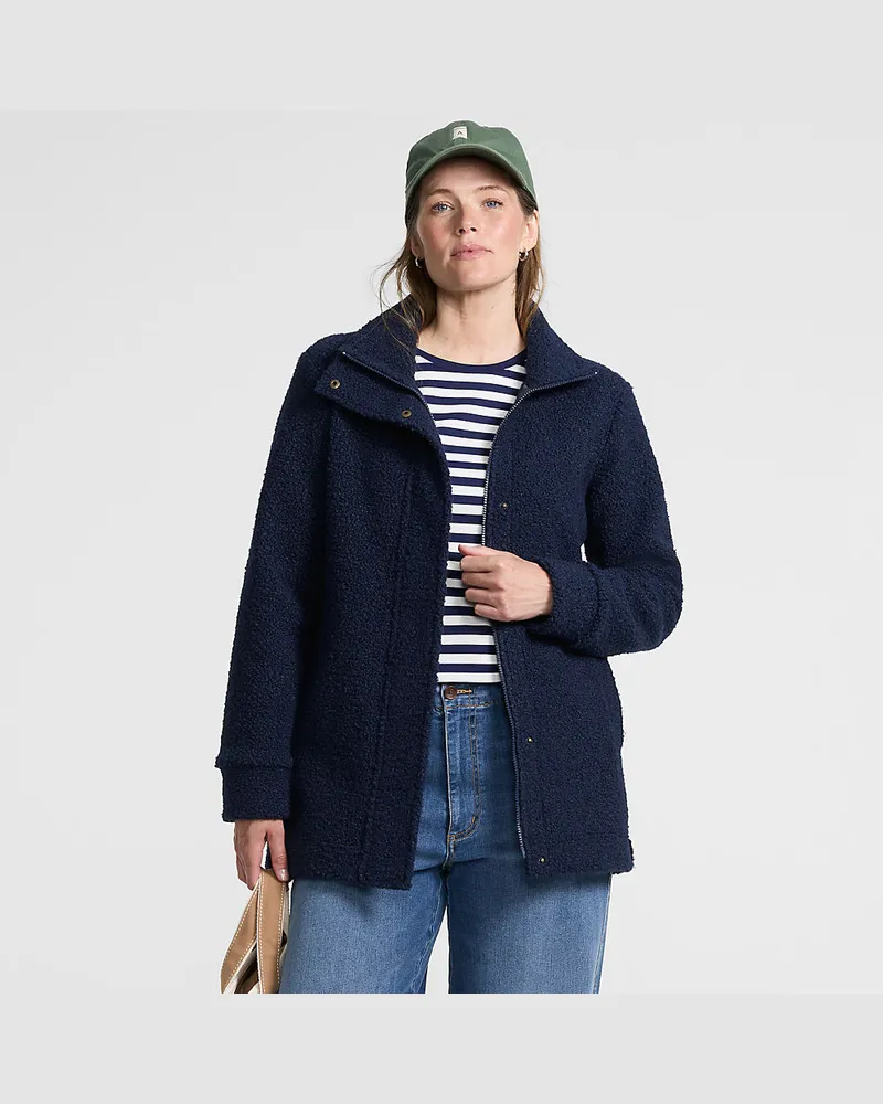 Lands' End Bouclé-Jacke, Damen, Größe regular, Blau, Polyester, by Blau