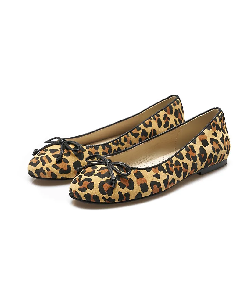 Lands' End Ballerinas mit Schleife, Damen, Größe regular, Schwarz, Leder, by Schwarz