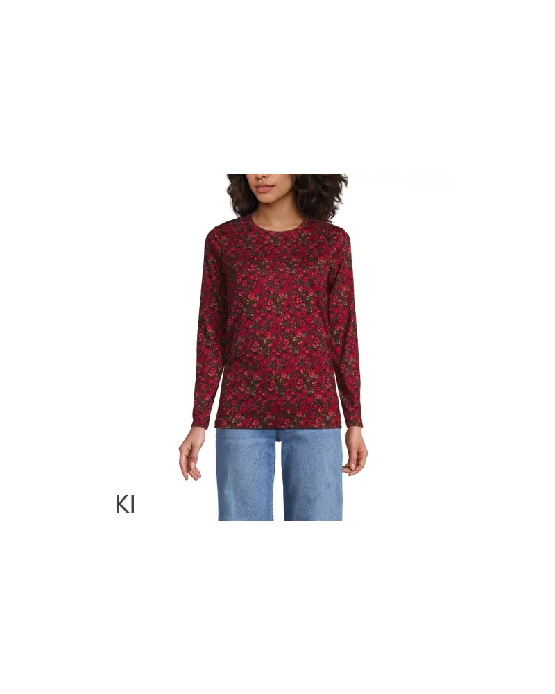 Lands' End Supima-Shirt, Langarm, Damen, Größe petite, Rot, Baumwolle, by Rot