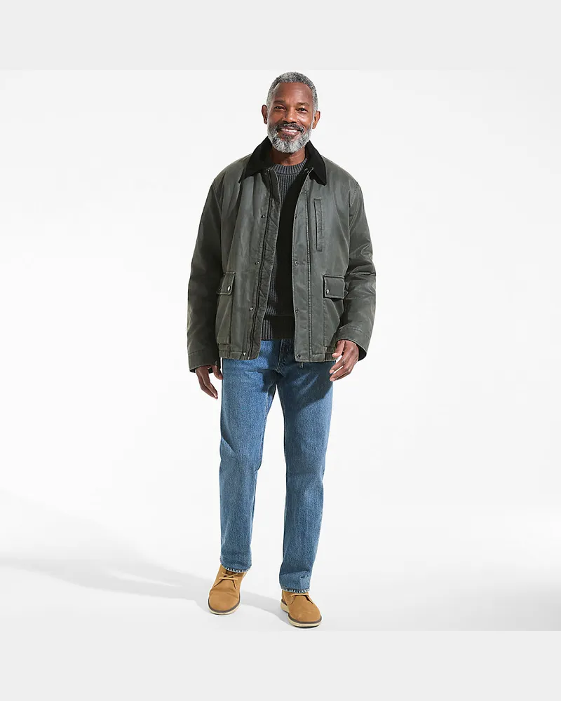 Lands' End Wachsjacke, Herren, Größe regular, Grau, Baumwolle/Polyester, by Grau