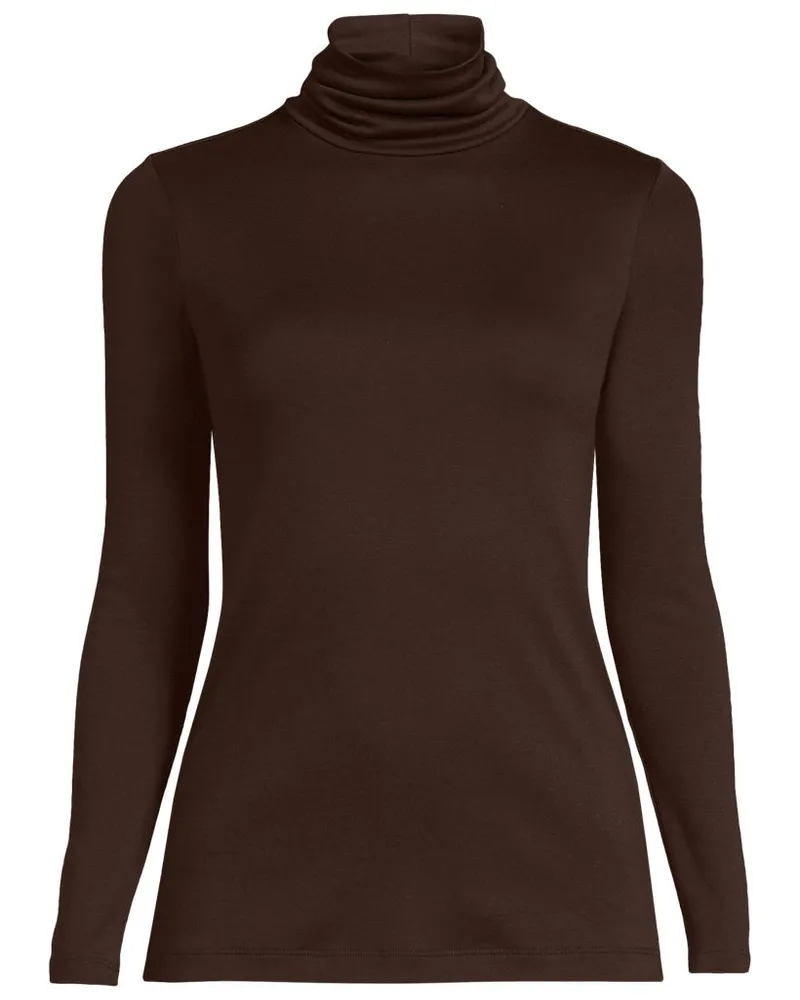 Lands' End Rollkragenshirt aus Supima, Damen, Größe plus, Braun, Baumwolle, by Braun