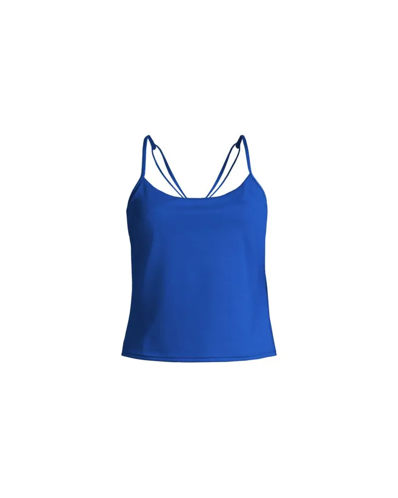 Lands' End Komfort-Tankinitop mit gekreuzten Trägern in Lang-Größe, Damen, Größe regular, Blau, by Blau