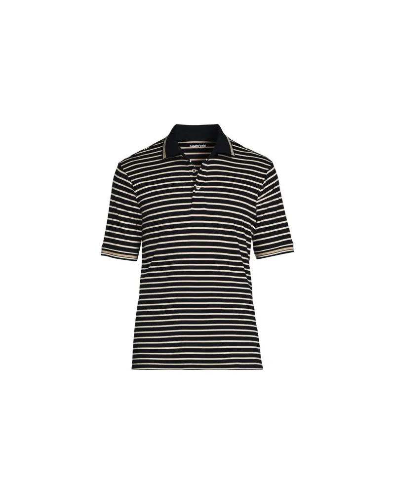 Lands' End Supima Kurzarm-Polo, Classic Fit, Herren, Größe:48-50 regular, Schwarz, Baumwolle, by Schwarz