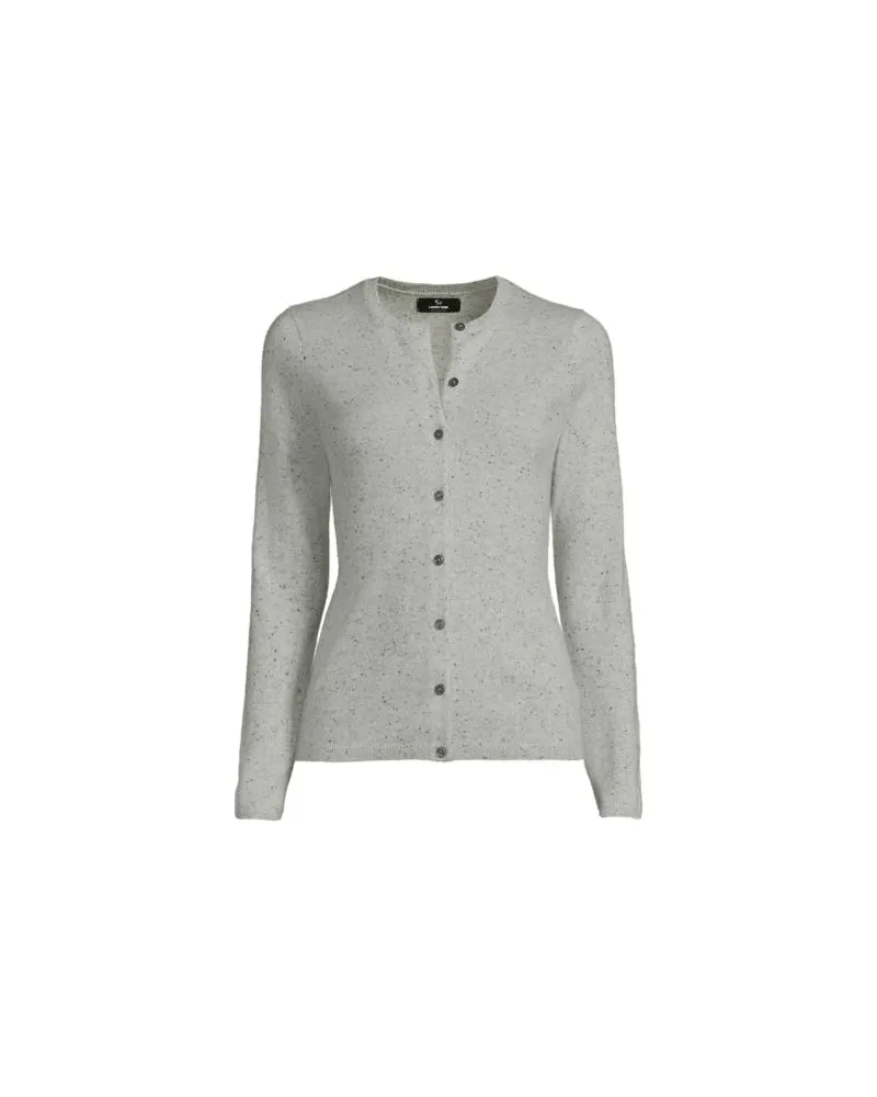 Lands' End Kaschmir-Cardigan mit rundem Ausschnitt, Damen, Größe:40-42 petite, Grau, Kaschmir, by Grau