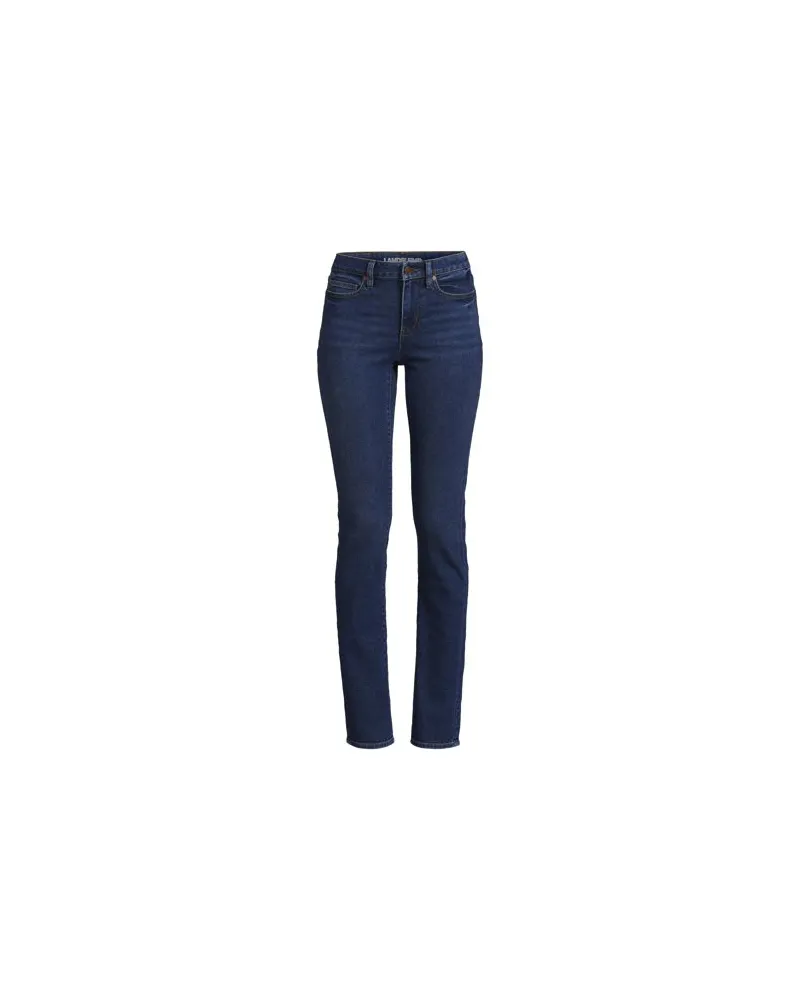 Lands' End Straight Fit Recover Jeans Mid Waist, Damen, Größe plus, Blau, Elasthan/Baumwoll-Mischung/Polyester-Mischung, by Blau