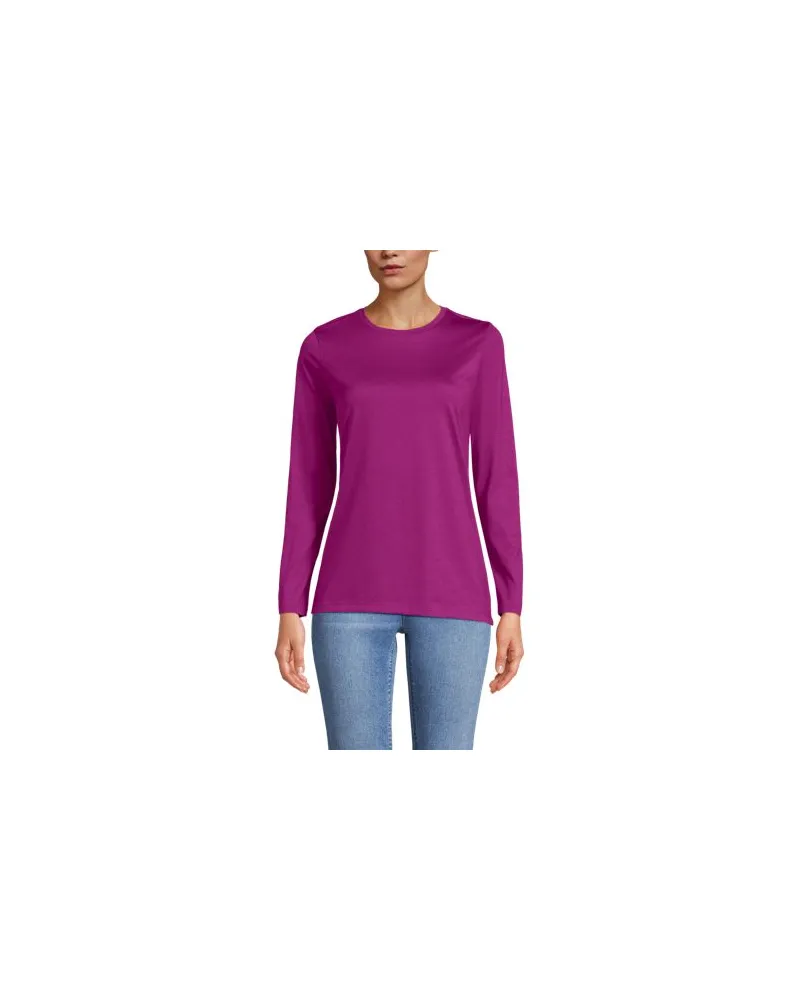 Lands' End Supima-Shirt, Langarm, Damen, Größe petite, Pink, Baumwolle, by Pink