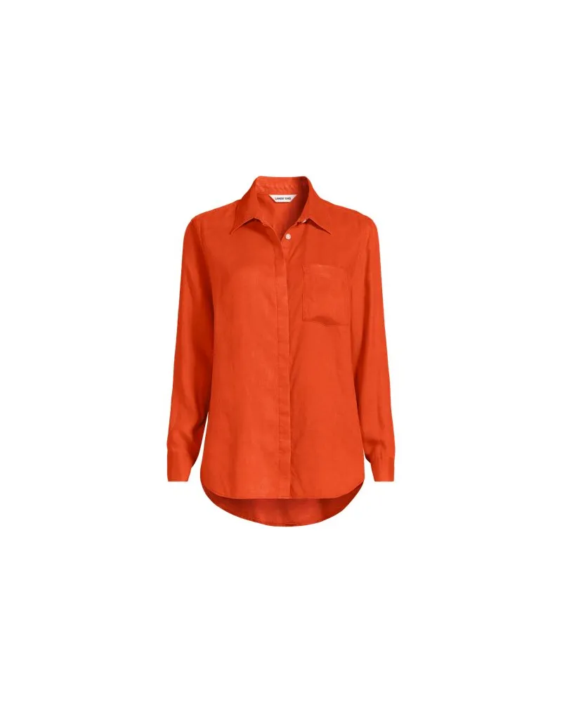 Lands' End Bluse aus reinem Leinen, Damen, Größe:44-46 petite, Orange, Leinen, by Orange
