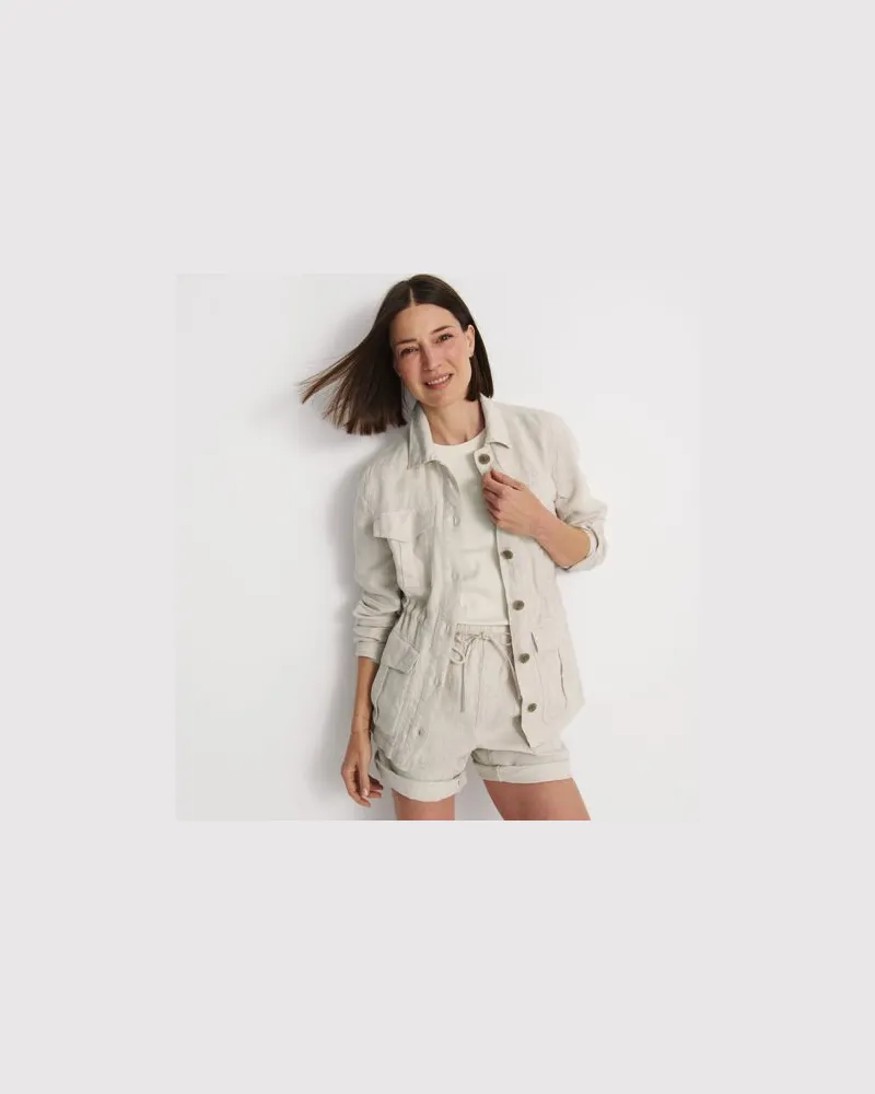 Lands' End Hemdjacke aus Leinen, Damen, Größe:44-46 petite, Beige, Leinen, by Beige