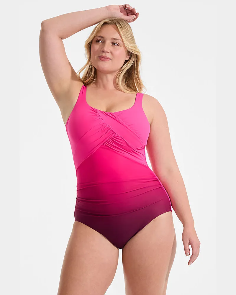 Lands' End Shape-Badeanzug mit Bügel SLENDER, Damen, Größe plus, Rot, Nylon-Mischung, by Rot