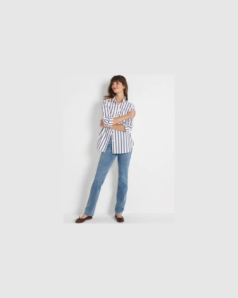 Lands' End Mid Waist Straight Knit Jeans, Damen, Größe regular, Blau, Baumwoll-Mischung/Polyester-Mischung, by Blau