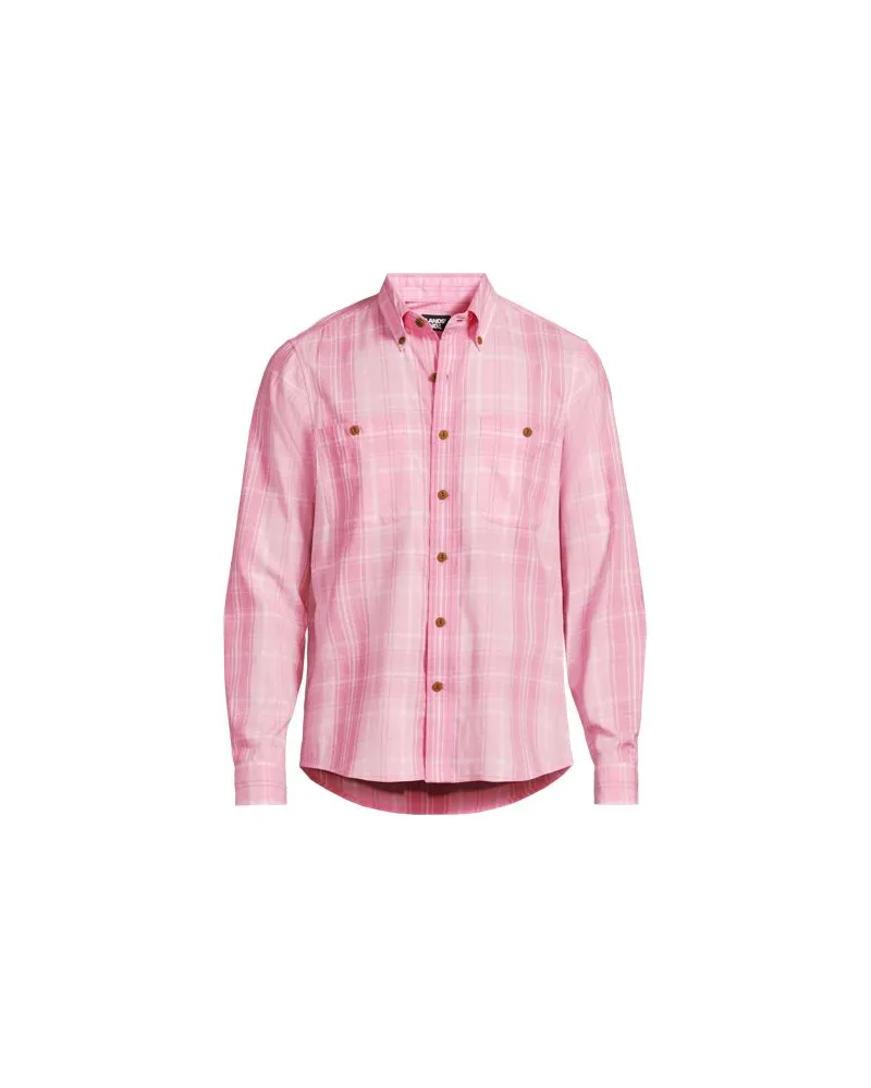 Lands' End Leichtes Flanellhemd, Herren, Größe:52-54 regular, Pink, Elasthan/Baumwoll-Mischung, by Pink