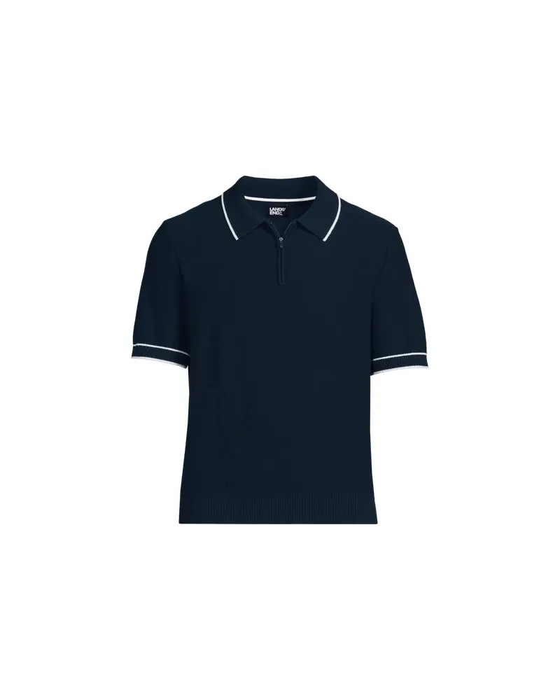 Lands' End Kühlendes Strick-Poloshirt, Herren, Größe:48-50 regular, Blau, by Blau