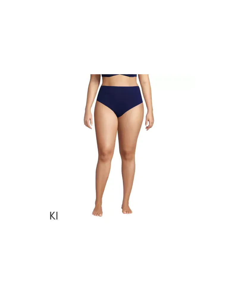 Lands' End Bikinihose mit hohem Beinausschnitt, Damen, Größe plus, Blau, Elasthan/Nylon-Mischung, by Blau