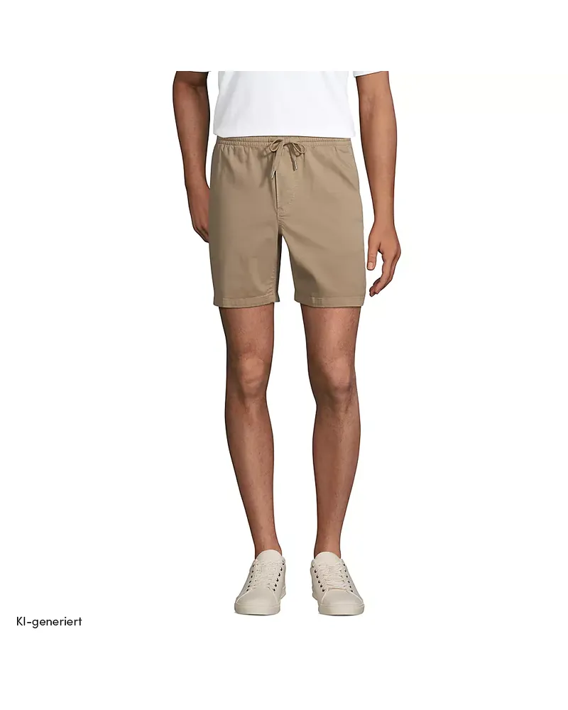 Lands' End Chino-Shorts mit Dehnbund, Herren, Größe regular, Beige, Baumwolle, by Beige