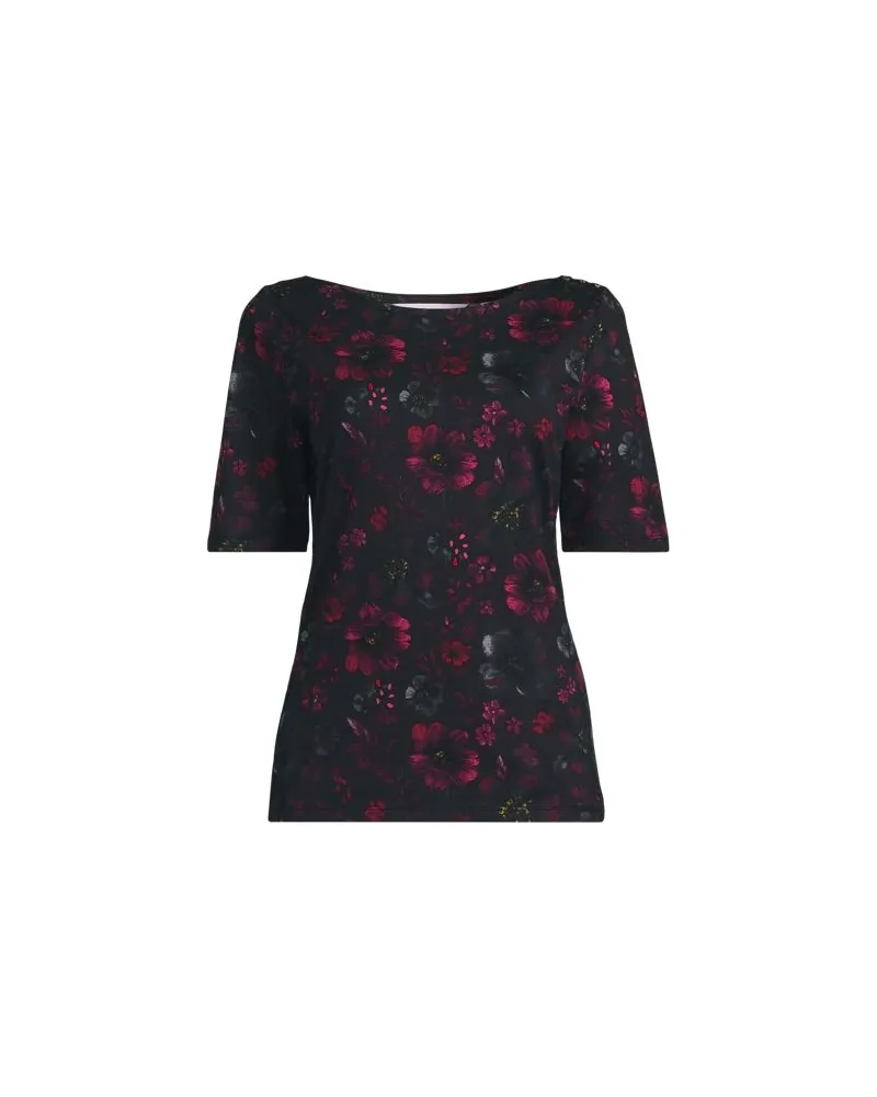 Lands' End Supima T-Shirt mit U-Boot-Ausschnitt und geknöpfter Schulter, Damen, Größe:32-34 regular, Rot, Baumwolle, by Rot