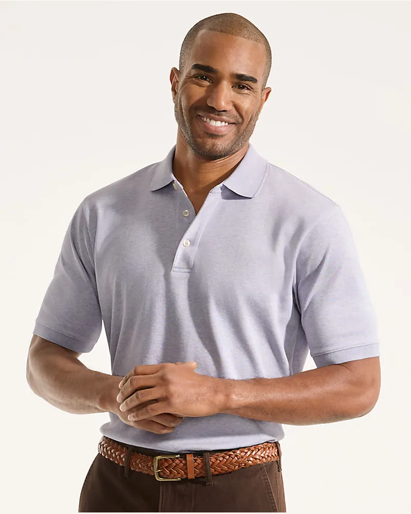 Lands' End Supima Kurzarm-Polo, Classic Fit, Herren, Größe regular, Lila, Baumwolle, by Lila
