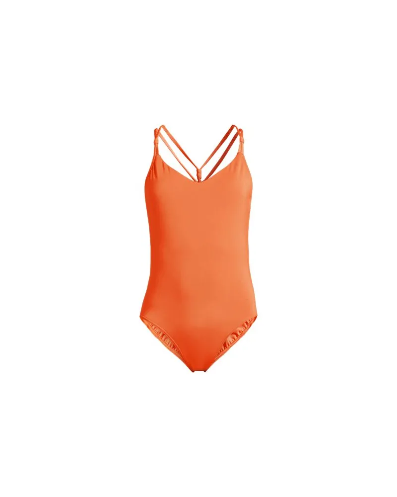 Lands' End Komfort-Badeanzug mit V-Ausschnitt und gekreuzten Trägern, Damen, Größe plus, Orange, Elasthan/Polyester-Mischung/Nylon-Mischung, by Orange