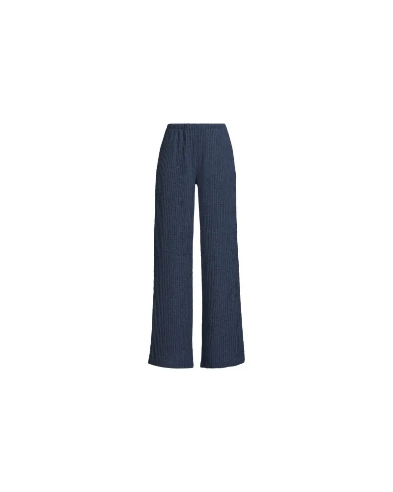 Lands' End Crinkle-Jerseyhose mit weitem Bein, Damen, Größe regular, Blau, Polyester/Viskose/Polyester-Mischung, by Blau